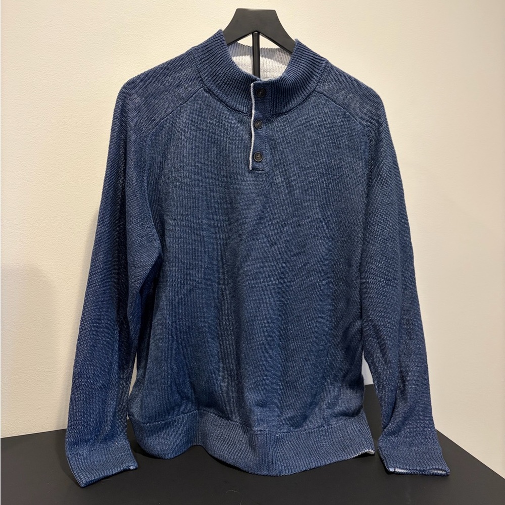 Raffi 100% Linen Men's Navy Crewneck Sweater